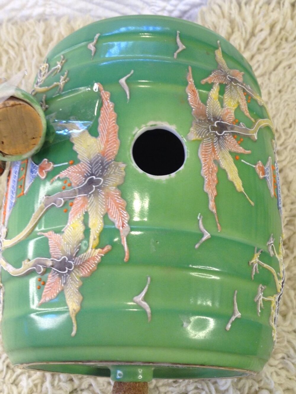 VTG 1920's Kutani Moriyama Green Sake/Liquor w/Stopper Collectble RARE ALL Orig - Picture 8 of 10